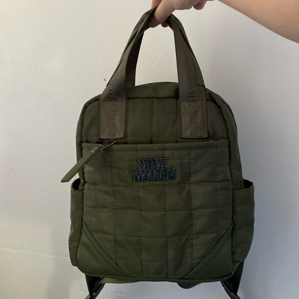 Military green Steve Madden mini back pack